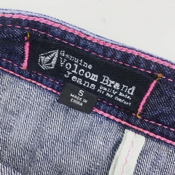 VOLCOM Y2K Denim Mini Skirt Dress Casual Jean Juniors Blue Pink Spring Summer - Picture 2 of 7